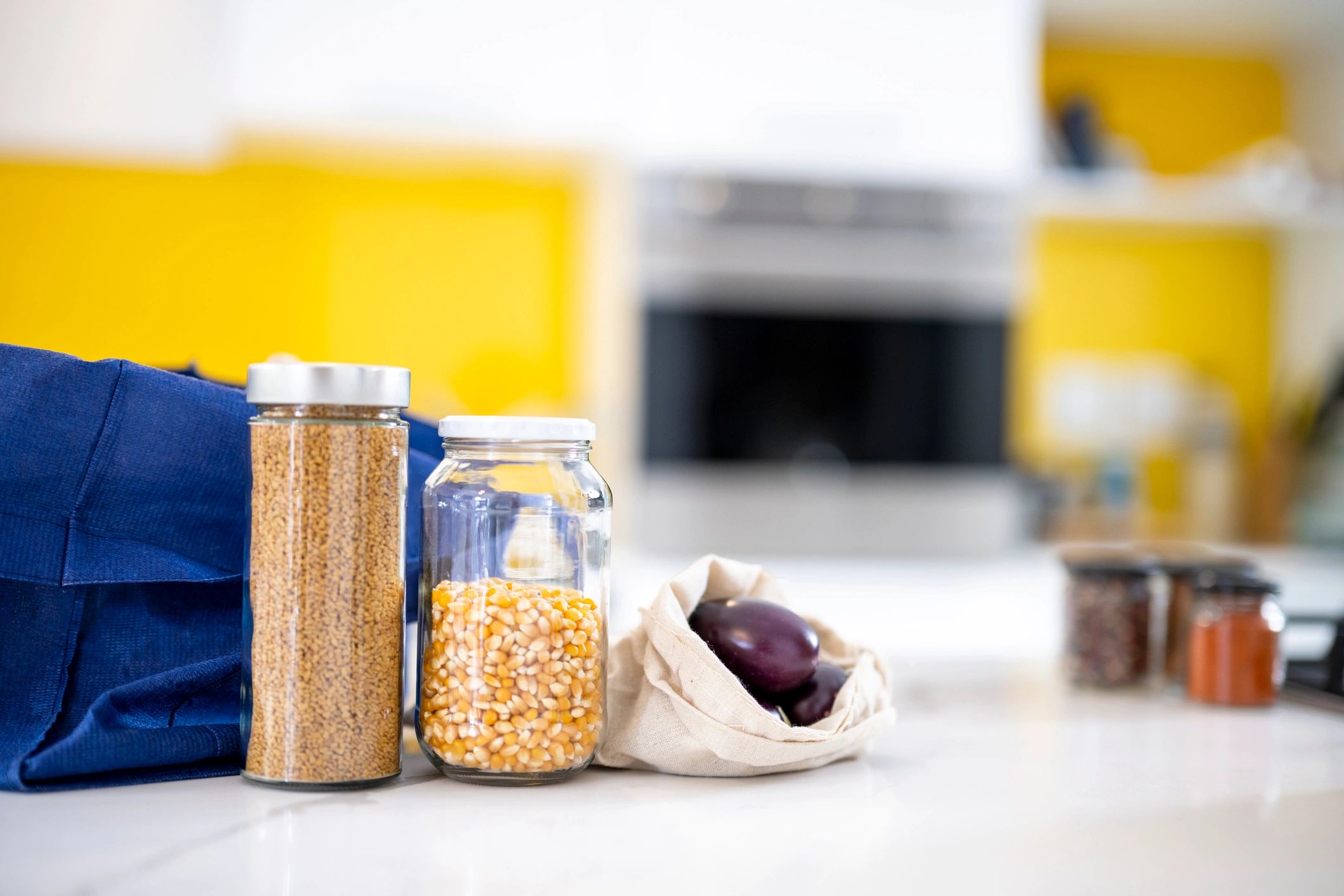 Kitchen ingredients ready for measuring and recipe planning