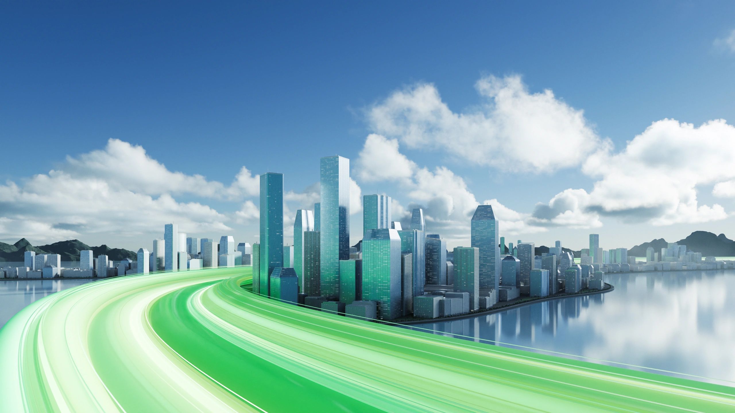 Sustainable technology city illustration